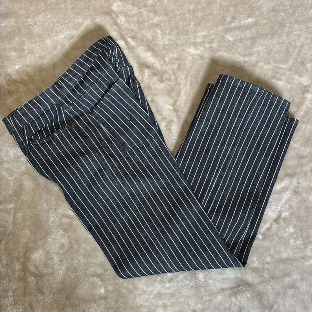 Hudson Rosalie High Rise Wide Leg Ankle Black w/ White Pinstripes Womens Size 25 - Picture 12 of 14